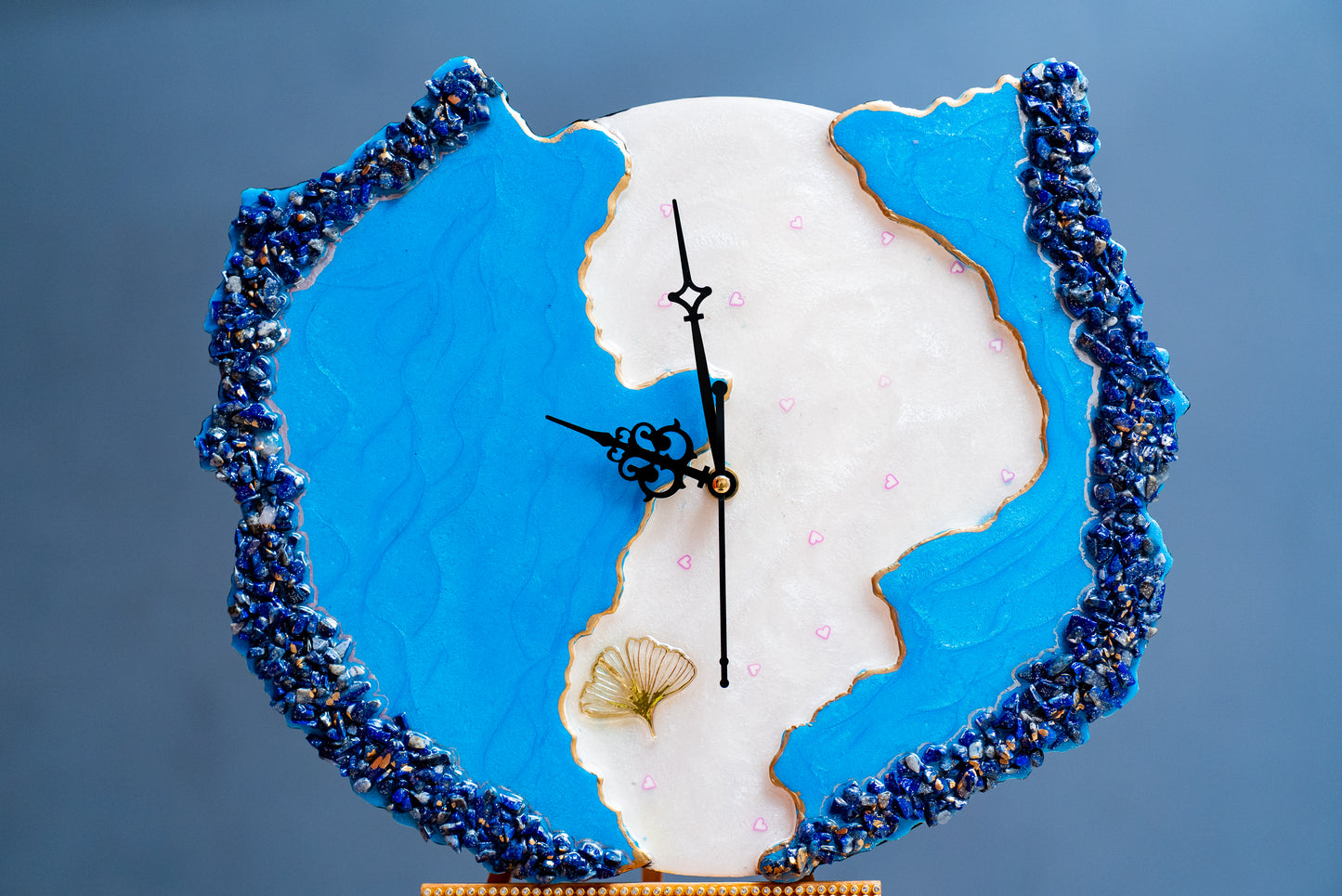 Geode Resin Art Wall Clock | Blue with White | Size (11 x 11) | MDF Material
