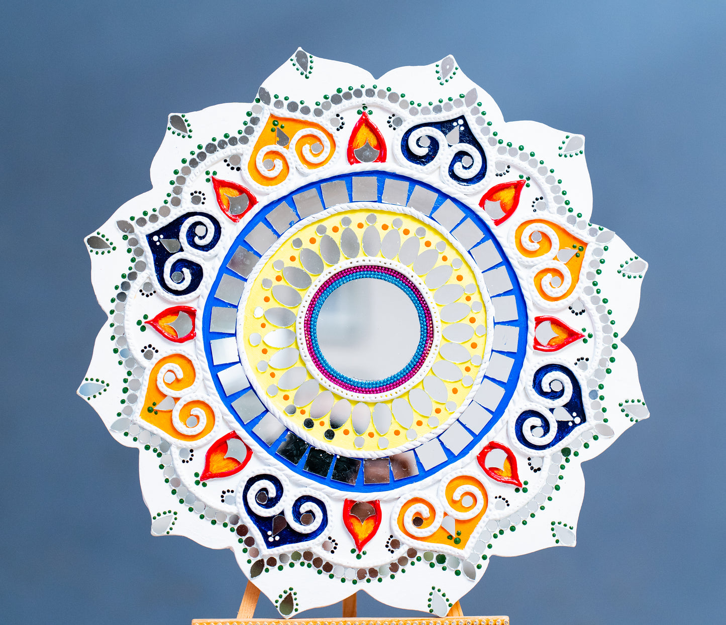 Lipan Art Wall Hanging for Home & Office Decor | White with purple and orange | Size (12 x 12) | MDF Material