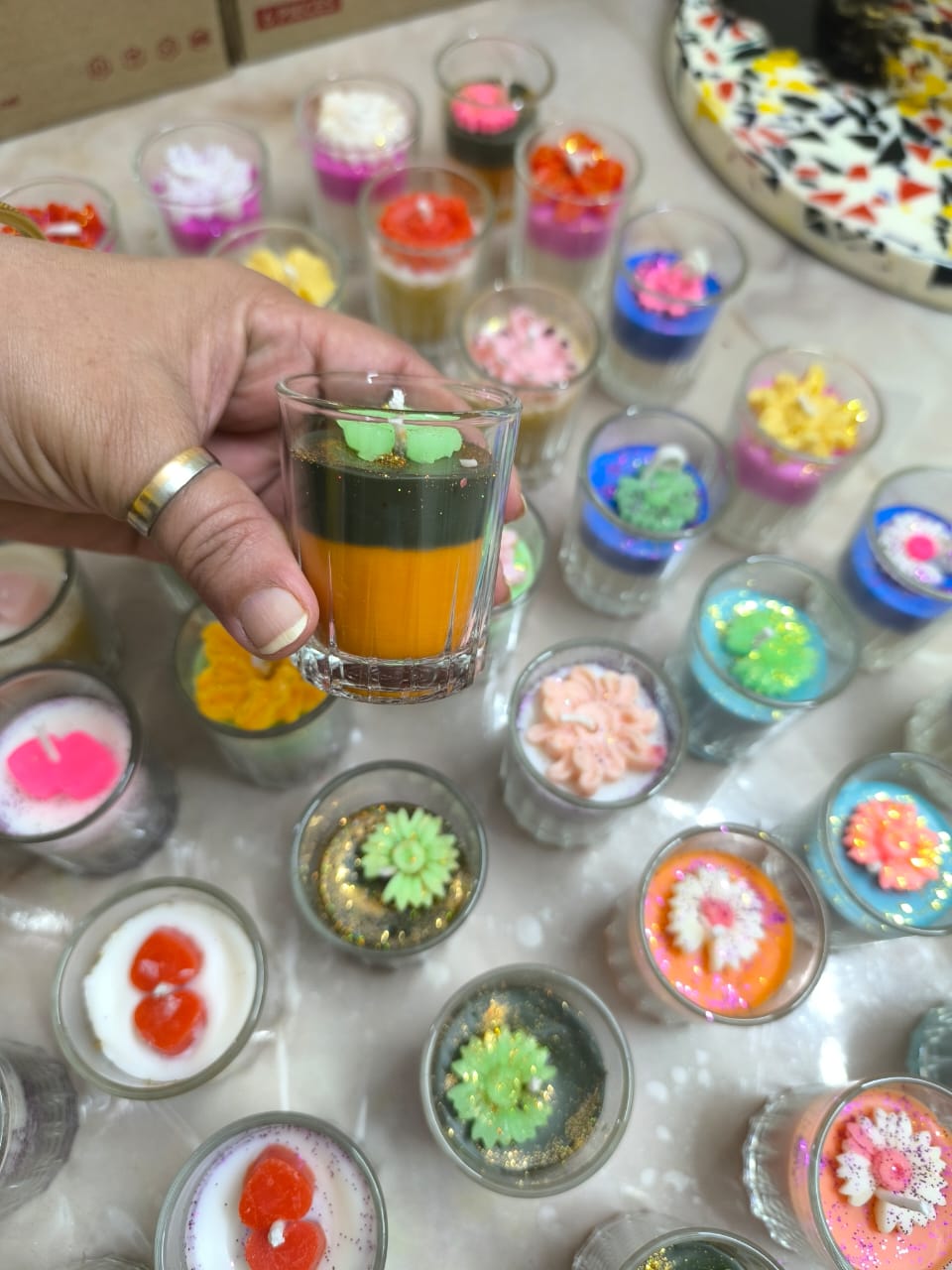 Shorts glass candle (Small Glass size -3.8 cm length)