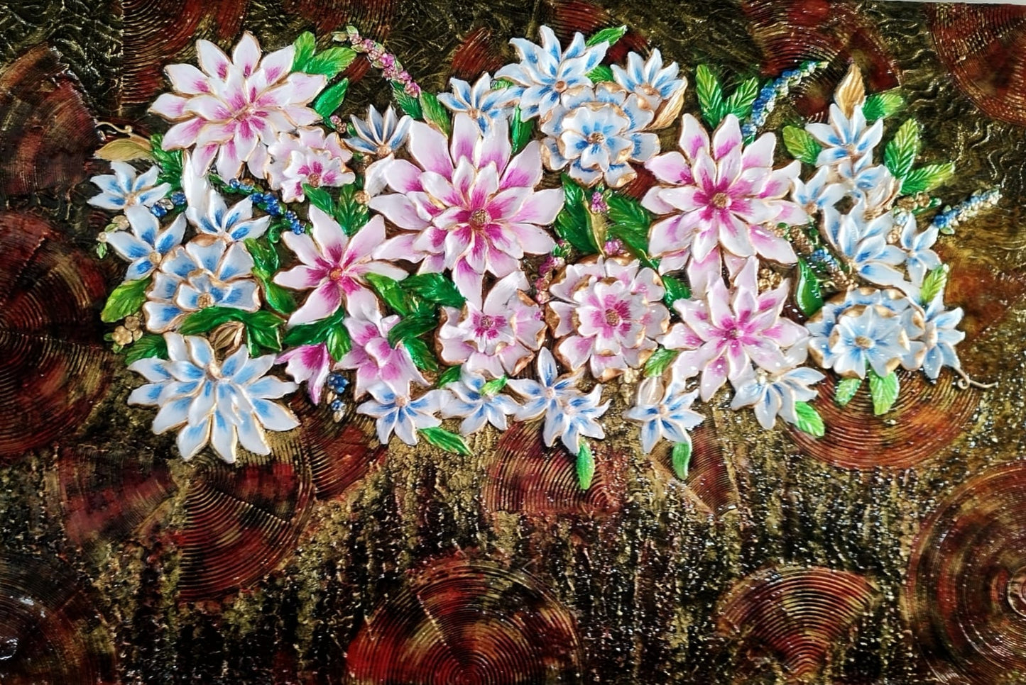 Mixed Media Mural Art 2D flower frame