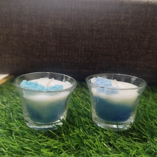 Combo Solid white with blue wax candle
